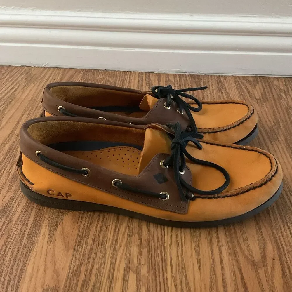 Sperry Top-Siders Men’s Size 10M Custom Two-Tone Brown Leather Boat Shoes 614221